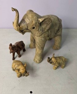 lot 199 image: (4) Carved Elephant Figurines