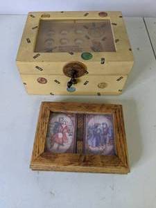 lot 235 image: Vintage Playing Card Set & Wood Game Box