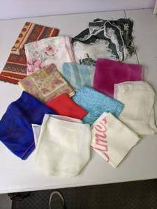 lot 130 image: Lot of Vintage Scarves (Some Silk)