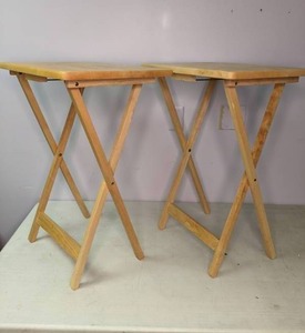 lot 316 image: (2) Wood Folding TV Tray Tables