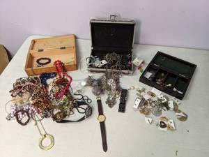 lot 302 image: (3) Storage Boxes & Lots of Costume Jewelry