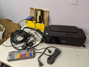 lot 310 image: Canon Photo Printer, Power Strip & Cords, etc.