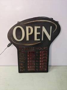 lot 288 image: Lighted OPEN Sign with Store Hours