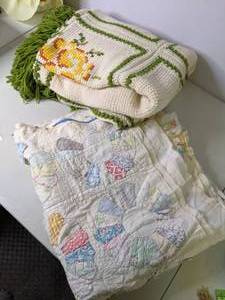 lot 143 image: (2) Vintage Baby Blankets